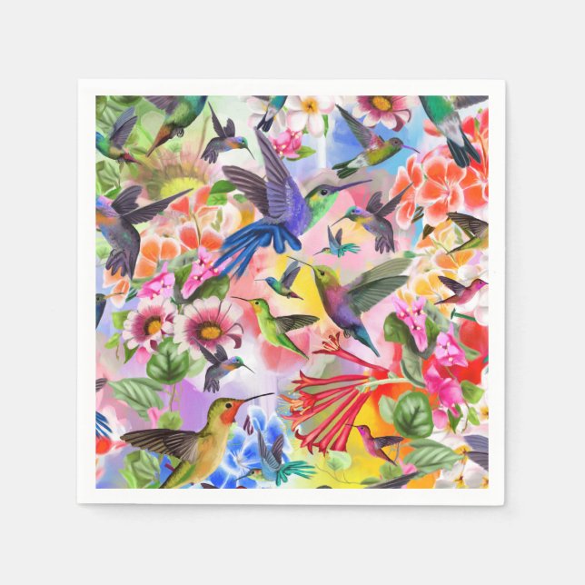 Hummingbirds and Flowers Napkin (Front)