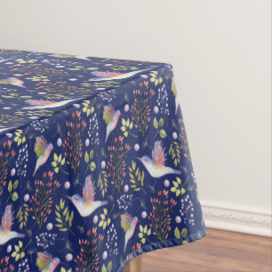 Hummingbirds and Flowers Pattern Custom Background Tablecloth