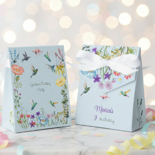 Hummingbirds and Flowery garden birthday party Favor Box