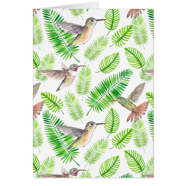 Hummingbirds and tropical leaves (Devant)