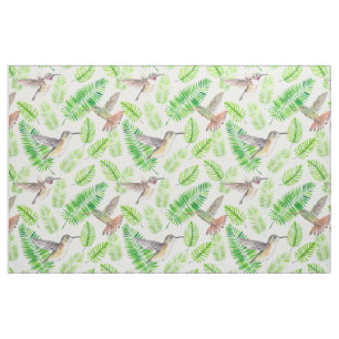 Hummingbirds and tropical leaves fabric