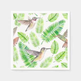 Hummingbirds and tropical leaves napkin