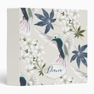 Hummingbirds and white flowers. binder