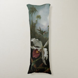 Hummingbirds and White Orchid by Martin J. Heade Body Pillow
