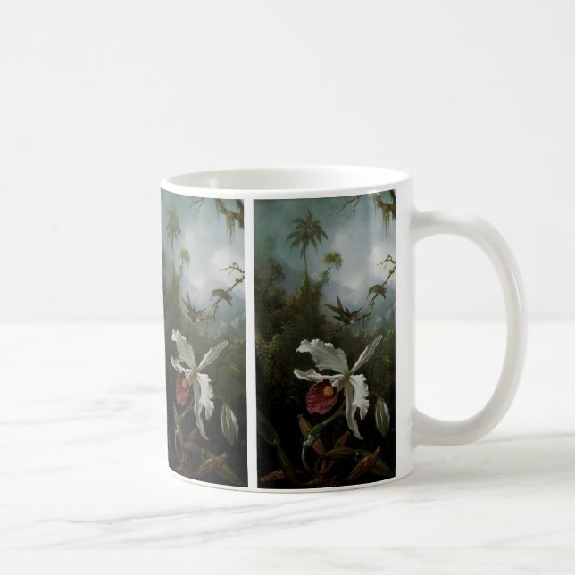 Hummingbirds and White Orchid by Martin J. Heade Coffee Mug (Right)