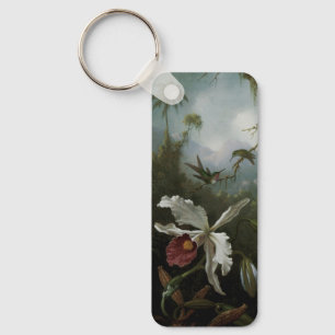 Hummingbirds and White Orchid by Martin J. Heade Keychain