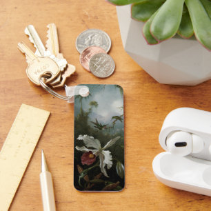 Hummingbirds and White Orchid by Martin J. Heade Keychain