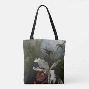 Hummingbirds and White Orchid by Martin J. Heade Tote Bag
