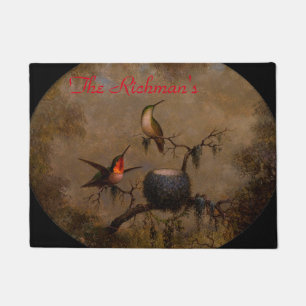 Hummingbirds bird nest victorian heade painting doormat