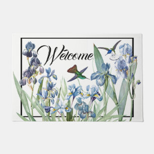 Hummingbirds Birds Iris Flower Welcome Doormat