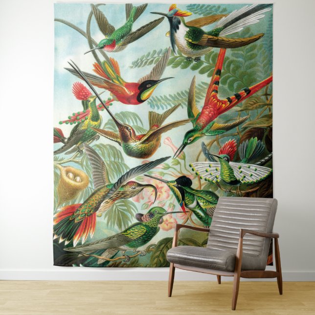 Hummingbirds by Ernst Haeckel Tapestry (In Situ)