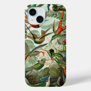 Hummingbirds by Ernst Haeckel, Vintage Birds Trees iPhone 15 Case