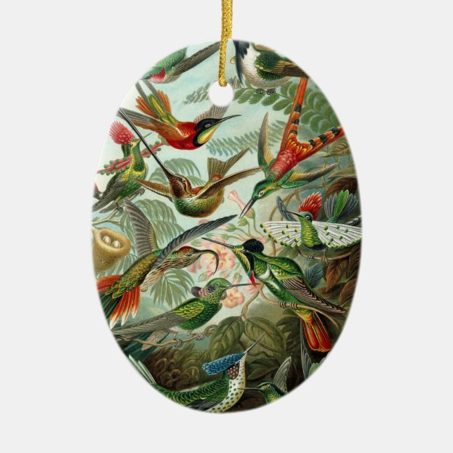 Hummingbirds Ceramic Ornament (Front)