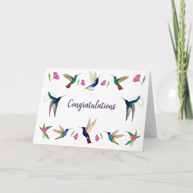  Hummingbirds Congratulations Card (Front)