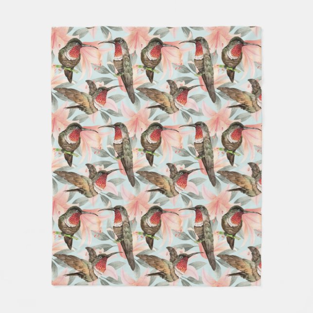 Hummingbirds Fleece Blanket (Front)