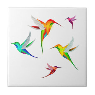Hummingbirds Flock Cute - Colourful Bird Watching Tile