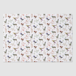 Hummingbirds Floral Colourful Birder Wrapping Pape Tissue Paper