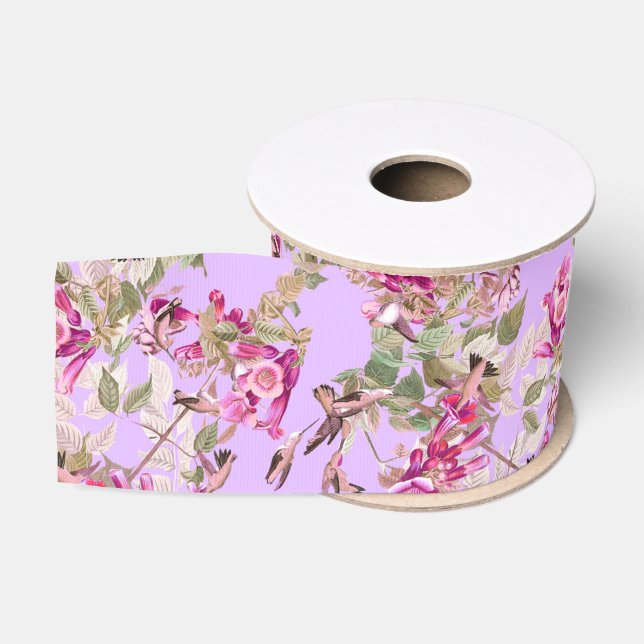 Hummingbirds Floral Flower Grosgrain Ribbon (Spool)