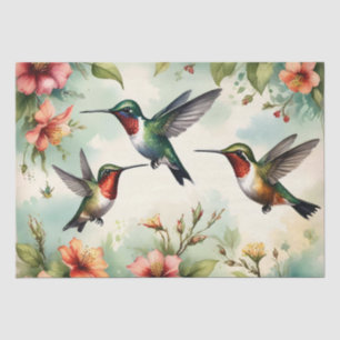 Hummingbirds Floral  Tissue Paper