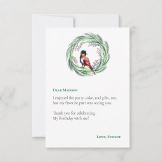 Hummingbirds Floral Wreath Bithday Party Thank You Card