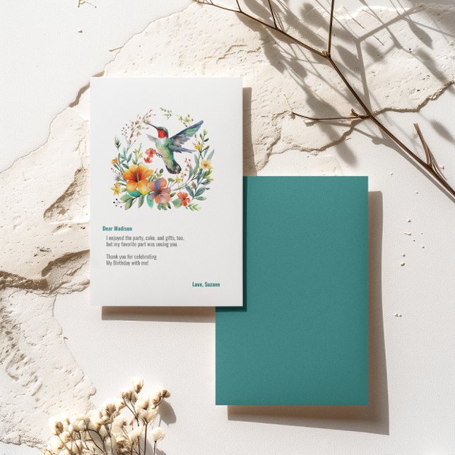 Hummingbirds Floral Wreath  Thank You Card (Creator Uploaded)