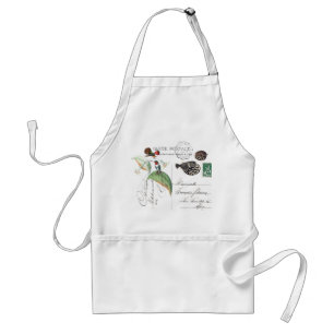 Hummingbirds Flowers French Ephemera Fish Apron
