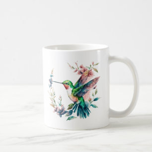 Hummingbirds Flowers Pattern Coffee Mug