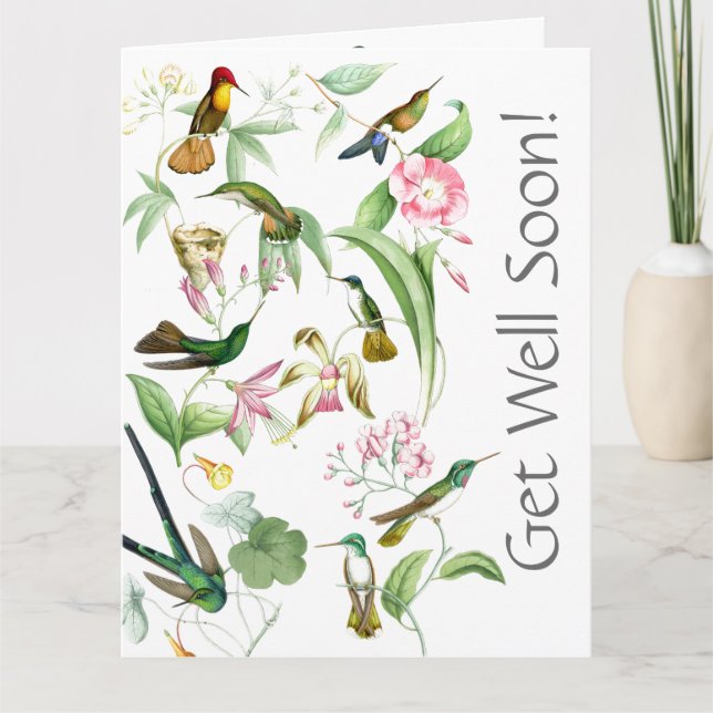 Hummingbirds Get Well Soon From All of Us Big Card (Front)