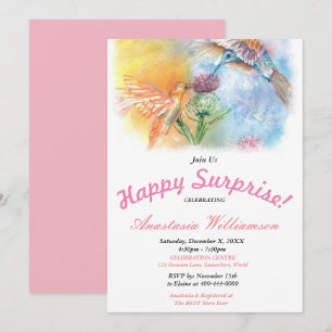 HUMMINGBIRDS HAPPY SURPRISE PARTY INVITATION
