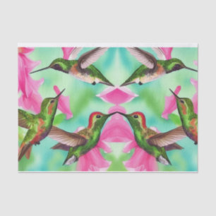 Hummingbirds in flowers watercolor joy tissue paper