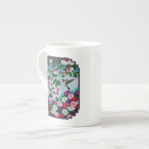 Hummingbirds in Fuchsia Flower Garden Bone China Mug