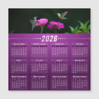 Hummingbirds In Garden Magnetic Calendar Card