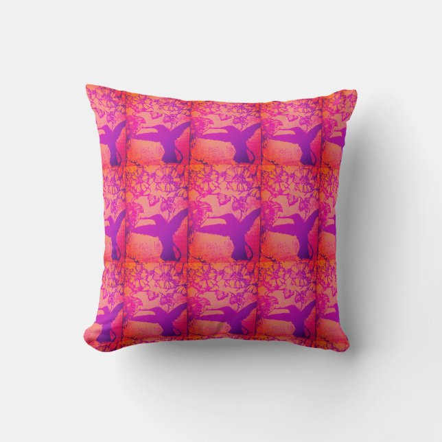 Hummingbirds in Lavender Pillow (Front)