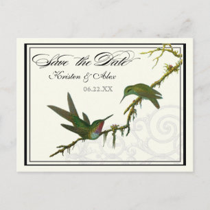 Hummingbirds in Swirls - Enregistrer la date Carte