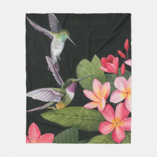 Hummingbirds In the Plumeria Fleece Blanket