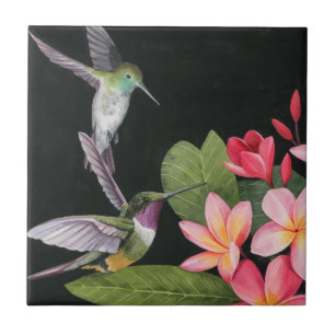 Hummingbirds In the Plumeria Tile