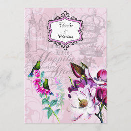 Hummingbirds Magnolias 5x7 Wedding Invitation