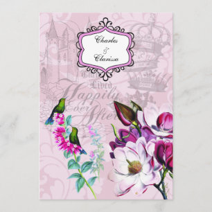 Hummingbirds Magnolias 5x7 Wedding Invitation