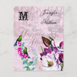 Hummingbirds Magnolias Wedding RSVP Card