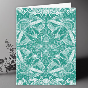 Hummingbirds Mandala Art Blank Thank You Card