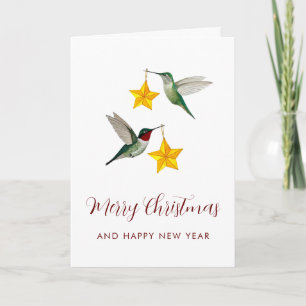 Hummingbirds Merry Christmas Holiday Card