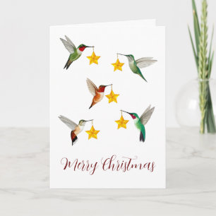 Hummingbirds Merry Christmas Holiday Card
