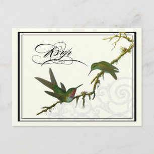 Hummingbirds n Swirls - Carte postale Mariage RSVP