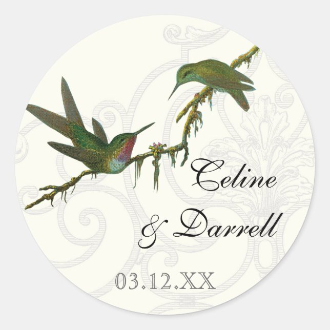 Hummingbirds n Swirls - Sticker Mariage ou phoque (Devant)