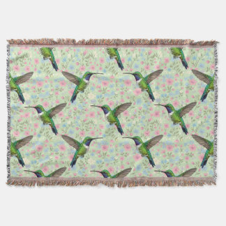 Hummingbirds on a Floral background throw