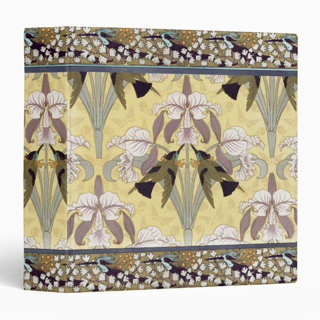 Hummingbirds Orchids Maidenhair Ferns Art Nouveau Binder (Front/Spine)