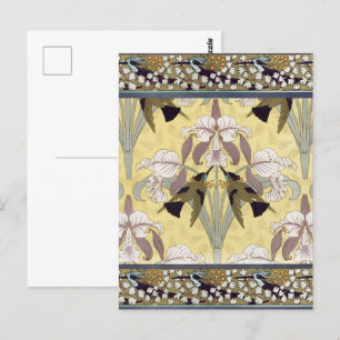 Hummingbirds,Orchids,Maidenhair Ferns Art Nouveau Postcard