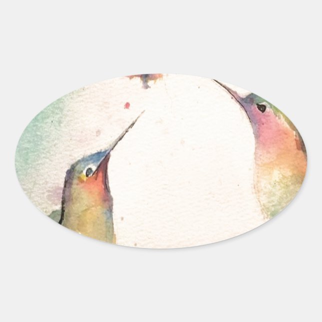 hummingbirds oval sticker (Front)