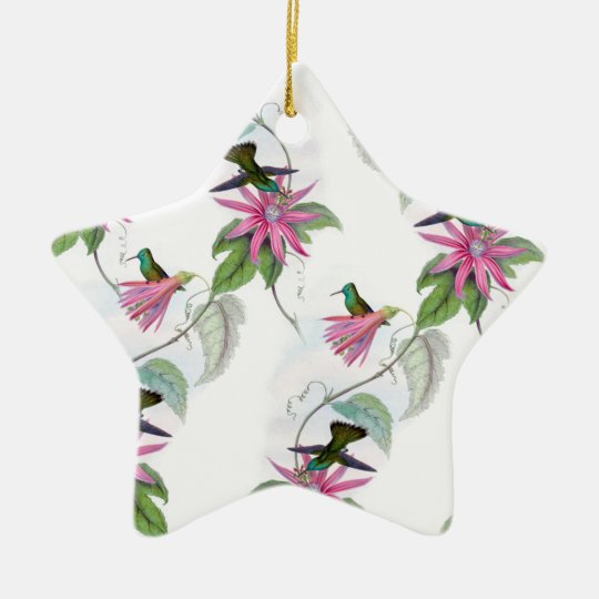 Hummingbirds pattern ceramic ornament