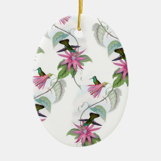 Hummingbirds pattern ceramic ornament